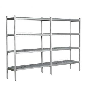 Rayonnage alimentaire aluminium vue de 3/4 sans accessoires