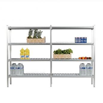 Rayonnage alimentaire aluminium position linéaire avec accessoires