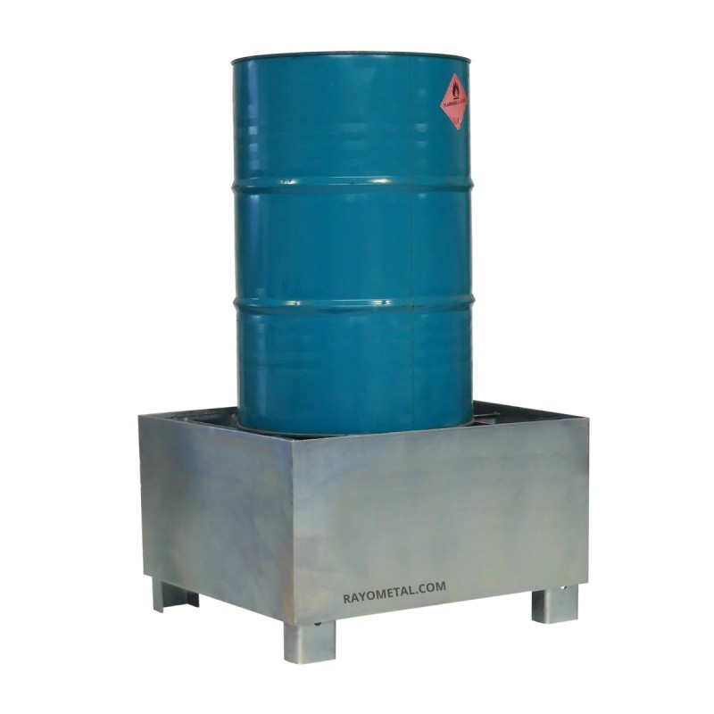Vue d'ensemble du bac de rétention produit chimique 1 fût