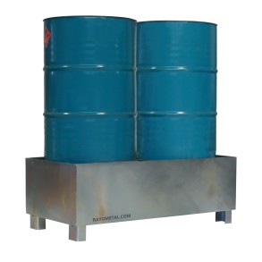 Vue générale du bac de rétention produit chimique 2 fûts