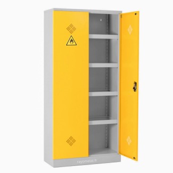 Vue d'ensemble de l'armoire produits dangereux 1 porte ouverte