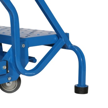 Première marche escabeau roulant bleu